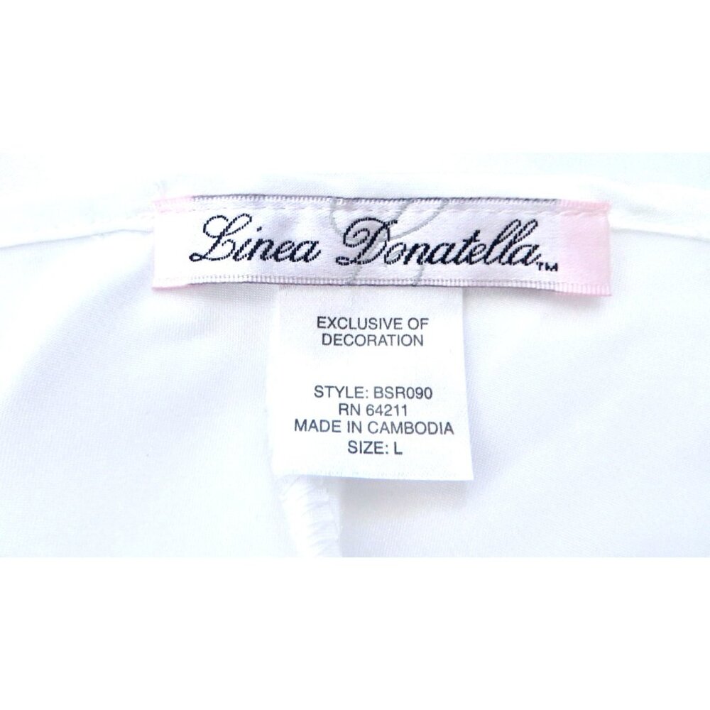 Vintage Linea Donatella Satin Lingerie with Beaded Sequin Lace Detail White SZ L - Picture 5 of 6
